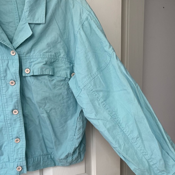 Vintage Cotton 90s Utility Bomber Jacket M Aqua - Picture 8 of 15